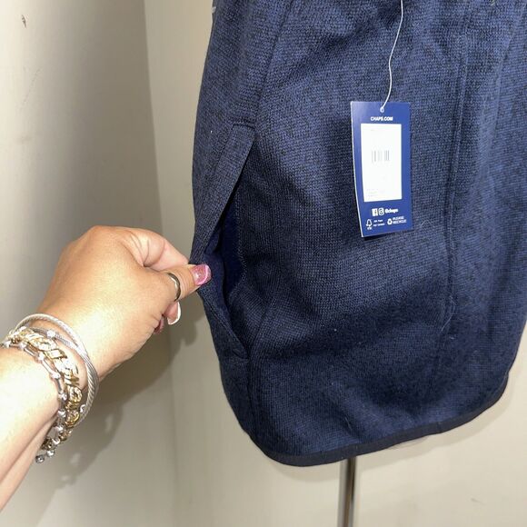 NWT Chaps Men’s Navy Blue Pocket Sweater Vest Men's Size XL - Picture 6 of 13